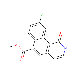 COC(=O)c1cc2cc[nH]c(=O)c2c2cc(Cl)ccc12 ZINC000028955779