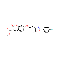 COC(=O)c1cc2ccc(OCCc3nc(-c4ccc(F)cc4)oc3C)cc2oc1=O ZINC000040407795