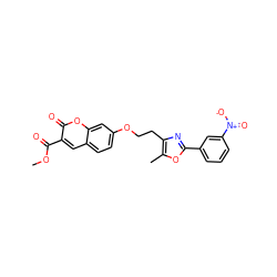 COC(=O)c1cc2ccc(OCCc3nc(-c4cccc([N+](=O)[O-])c4)oc3C)cc2oc1=O ZINC000040915572