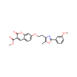 COC(=O)c1cc2ccc(OCCc3nc(-c4cccc(OC)c4)oc3C)cc2oc1=O ZINC000040862996