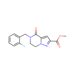 COC(=O)c1cc2n(n1)CCN(Cc1ccccc1F)C2=O ZINC000001387816