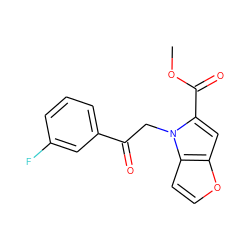COC(=O)c1cc2occc2n1CC(=O)c1cccc(F)c1 ZINC001772643967