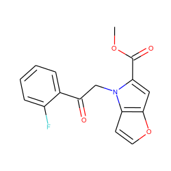 COC(=O)c1cc2occc2n1CC(=O)c1ccccc1F ZINC001772633571