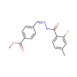 COC(=O)c1ccc(/C=N\NC(=O)c2ccc(C)cc2Cl)cc1 ZINC000033328623