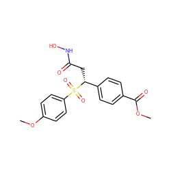 COC(=O)c1ccc([C@@H](CC(=O)NO)S(=O)(=O)c2ccc(OC)cc2)cc1 ZINC000029397805