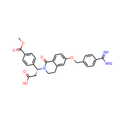COC(=O)c1ccc([C@@H](CC(=O)O)N2CCc3cc(OCc4ccc(C(=N)N)cc4)ccc3C2=O)cc1 ZINC000026574638