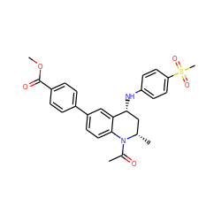 COC(=O)c1ccc(-c2ccc3c(c2)[C@H](Nc2ccc(S(C)(=O)=O)cc2)C[C@H](C)N3C(C)=O)cc1 ZINC000223198521