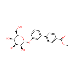 COC(=O)c1ccc(-c2cccc(O[C@H]3O[C@H](CO)[C@@H](O)[C@H](O)[C@@H]3O)c2)cc1 ZINC000096900640