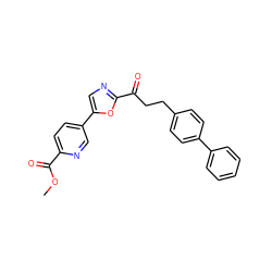 COC(=O)c1ccc(-c2cnc(C(=O)CCc3ccc(-c4ccccc4)cc3)o2)cn1 ZINC000029136206