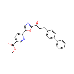 COC(=O)c1ccc(-c2cnc(C(=O)CCc3ccc(-c4ccccc4)cc3)o2)nc1 ZINC000029151233