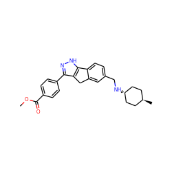 COC(=O)c1ccc(-c2n[nH]c3c2Cc2cc(CN[C@H]4CC[C@H](C)CC4)ccc2-3)cc1 ZINC000253659835