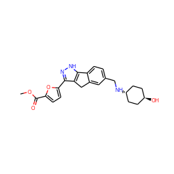 COC(=O)c1ccc(-c2n[nH]c3c2Cc2cc(CN[C@H]4CC[C@H](O)CC4)ccc2-3)o1 ZINC000299810818