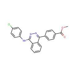 COC(=O)c1ccc(-c2nnc(Nc3ccc(Cl)cc3)c3ccccc23)cc1 ZINC000004616467