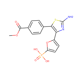 COC(=O)c1ccc(-c2sc(N)nc2-c2ccc(P(=O)(O)O)o2)cc1 ZINC000066112055