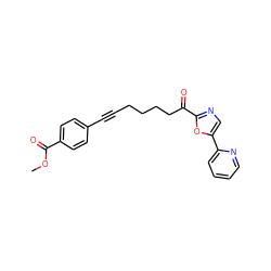 COC(=O)c1ccc(C#CCCCCC(=O)c2ncc(-c3ccccn3)o2)cc1 ZINC000014980004