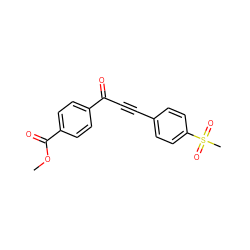 COC(=O)c1ccc(C(=O)C#Cc2ccc(S(C)(=O)=O)cc2)cc1 ZINC000013683372