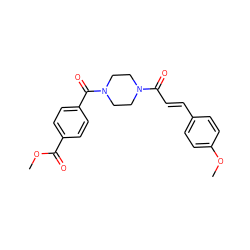 COC(=O)c1ccc(C(=O)N2CCN(C(=O)/C=C/c3ccc(OC)cc3)CC2)cc1 ZINC000169345914