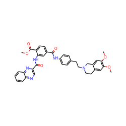 COC(=O)c1ccc(C(=O)Nc2ccc(CCN3CCc4cc(OC)c(OC)cc4C3)cc2)cc1NC(=O)c1cnc2ccccc2n1 ZINC000049898145