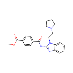 COC(=O)c1ccc(C(=O)Nc2nc3ccccc3n2CCN2CCCC2)cc1 ZINC000299866418