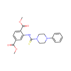 COC(=O)c1ccc(C(=O)OC)c(NC(=S)N2CCN(c3ccccc3)CC2)c1 ZINC000002325436