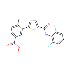 COC(=O)c1ccc(C)c(-c2ccc(C(=O)Nc3c(F)cccc3F)s2)c1 ZINC000043131530