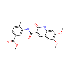 COC(=O)c1ccc(C)c(NC(=O)c2cc3cc(OC)c(OC)cc3[nH]c2=O)c1 ZINC000103250282