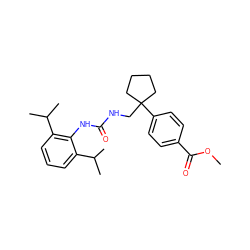 COC(=O)c1ccc(C2(CNC(=O)Nc3c(C(C)C)cccc3C(C)C)CCCC2)cc1 ZINC000013736844