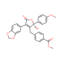 COC(=O)c1ccc(CC2=C(c3ccc4c(c3)OCO4)C(=O)O[C@@]2(O)c2ccc(OC)cc2)cc1 ZINC000013761485