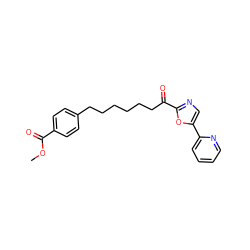COC(=O)c1ccc(CCCCCCC(=O)c2ncc(-c3ccccn3)o2)cc1 ZINC000014979885