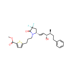 COC(=O)c1ccc(CCCN2C(=O)C(F)(F)C[C@@H]2/C=C/[C@@H](O)[C@@H](C)CCc2ccccc2)s1 ZINC000148788931