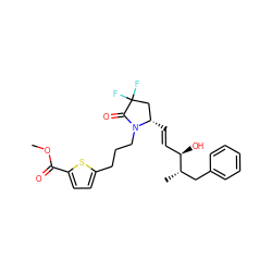 COC(=O)c1ccc(CCCN2C(=O)C(F)(F)C[C@@H]2/C=C/[C@@H](O)[C@@H](C)Cc2ccccc2)s1 ZINC000148779783