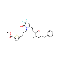 COC(=O)c1ccc(CCCN2C(=O)C(F)(F)C[C@@H]2/C=C/[C@H](O)[C@@H](C)CCCc2ccccc2)s1 ZINC000148755757