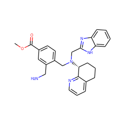 COC(=O)c1ccc(CN(Cc2nc3ccccc3[nH]2)[C@@H]2CCCc3cccnc32)c(CN)c1 ZINC000066100355
