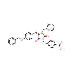 COC(=O)c1ccc(CN2C(=O)/C(=C\c3ccc(OCc4ccccc4)cc3)N(Cc3ccccc3)C2=O)cc1 ZINC000473146889