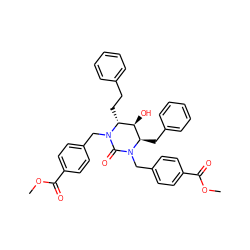 COC(=O)c1ccc(CN2C(=O)N(Cc3ccc(C(=O)OC)cc3)[C@H](Cc3ccccc3)[C@H](O)[C@H]2CCc2ccccc2)cc1 ZINC000014943300