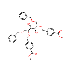 COC(=O)c1ccc(CO[C@@H](COCc2ccccc2)[C@@H](O)[C@@H](O)[C@@H](COCc2ccccc2)OCc2ccc(C(=O)OC)cc2)cc1 ZINC000027181480