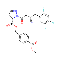 COC(=O)c1ccc(COC(=O)[C@@H]2CC=NN2C(=O)C[C@H](N)Cc2cc(F)c(F)cc2F)cc1 ZINC000040845948