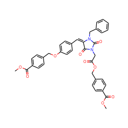 COC(=O)c1ccc(COC(=O)CN2C(=O)/C(=C\c3ccc(OCc4ccc(C(=O)OC)cc4)cc3)N(Cc3ccccc3)C2=O)cc1 ZINC000473152668