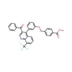 COC(=O)c1ccc(COc2cccc(-c3c(C(=O)c4ccccc4)cnc4c(C(F)(F)F)cccc34)c2)cc1 ZINC000014972473