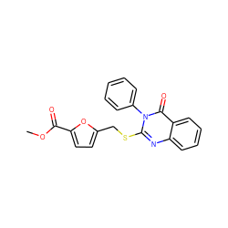 COC(=O)c1ccc(CSc2nc3ccccc3c(=O)n2-c2ccccc2)o1 ZINC000003492652