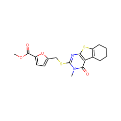 COC(=O)c1ccc(CSc2nc3sc4c(c3c(=O)n2C)CCCC4)o1 ZINC000003457275