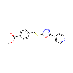 COC(=O)c1ccc(CSc2nnc(-c3ccncc3)o2)cc1 ZINC000000462682