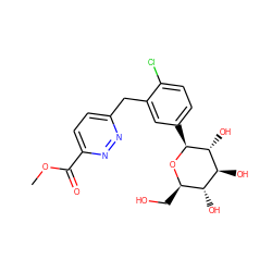 COC(=O)c1ccc(Cc2cc([C@@H]3O[C@H](CO)[C@@H](O)[C@H](O)[C@H]3O)ccc2Cl)nn1 ZINC000096173913