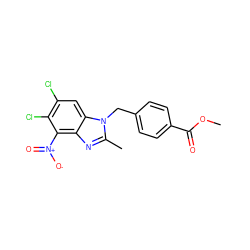 COC(=O)c1ccc(Cn2c(C)nc3c([N+](=O)[O-])c(Cl)c(Cl)cc32)cc1 ZINC000653699450