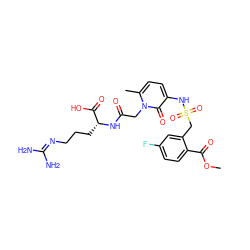 COC(=O)c1ccc(F)cc1CS(=O)(=O)Nc1ccc(C)n(CC(=O)N[C@H](CCCN=C(N)N)C(=O)O)c1=O ZINC000028226239