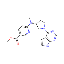 COC(=O)c1ccc(N(C)[C@@H]2CCN(c3ncnc4[nH]ccc34)C2)nc1 ZINC000141927317