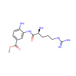 COC(=O)c1ccc(N)c(NC(=O)[C@@H](N)CCCNC(=N)N)c1 ZINC000299861676