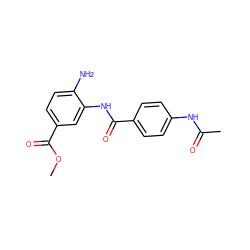 COC(=O)c1ccc(N)c(NC(=O)c2ccc(NC(C)=O)cc2)c1 ZINC000029126816