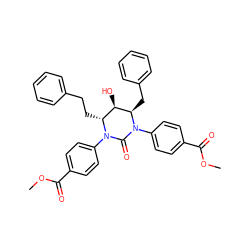 COC(=O)c1ccc(N2C(=O)N(c3ccc(C(=O)OC)cc3)[C@H](Cc3ccccc3)[C@H](O)[C@H]2CCc2ccccc2)cc1 ZINC000028125281