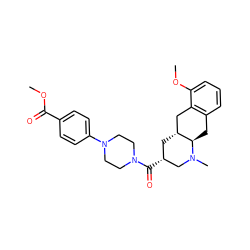 COC(=O)c1ccc(N2CCN(C(=O)[C@@H]3C[C@@H]4Cc5c(cccc5OC)C[C@H]4N(C)C3)CC2)cc1 ZINC000028950378